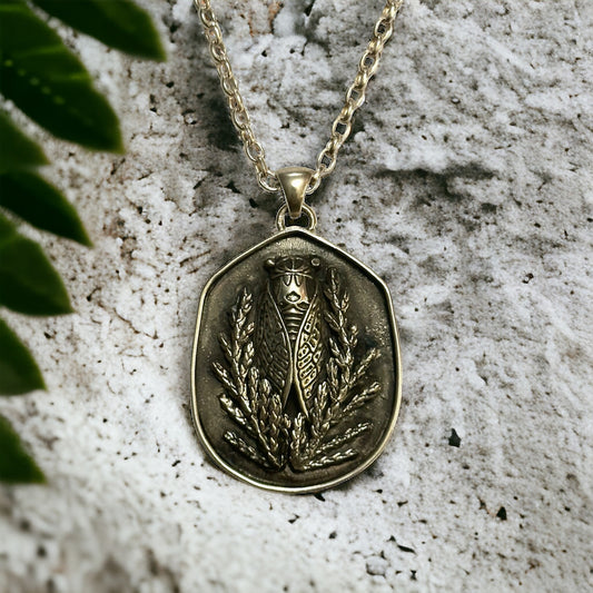 Cicada in Juniper Shadowbox Necklace